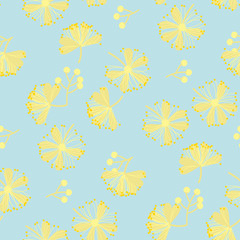 Fototapeta na wymiar Linden blossom vintage flat seamless pattern