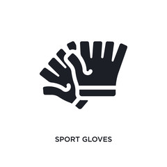 black sport gloves isolated vector icon. simple element illustration from gym and fitness concept vector icons. sport gloves editable logo symbol design on white background. can be use for web and