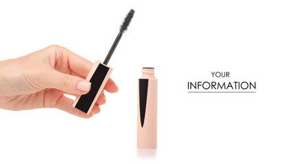 Mascara fashion beauty in hand pattern on a white background. Isolation