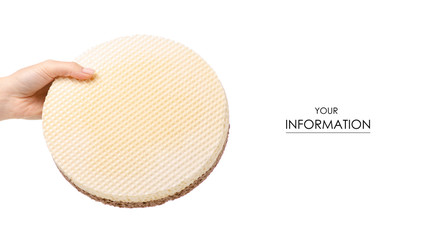 Waffle cakes sweet in hand pattern on a white background. Isolation