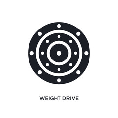 black weight drive isolated vector icon. simple element illustration from gym and fitness concept vector icons. weight drive editable logo symbol design on white background. can be use for web and