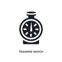 black training watch isolated vector icon. simple element illustration from gym and fitness concept vector icons. training watch editable logo symbol design on white background. can be use for web