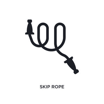 black skip rope isolated vector icon. simple element illustration from gym and fitness concept vector icons. skip rope editable logo symbol design on white background. can be use for web and mobile