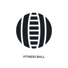 black fitness ball isolated vector icon. simple element illustration from gym and fitness concept vector icons. fitness ball editable logo symbol design on white background. can be use for web and