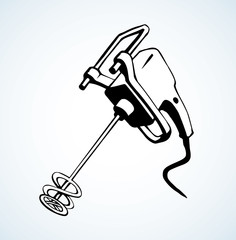 Hand mixer for concrete. Vector drawing