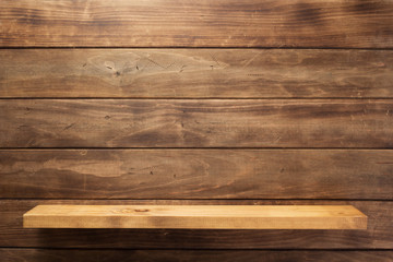 shelf and wooden wall background texture