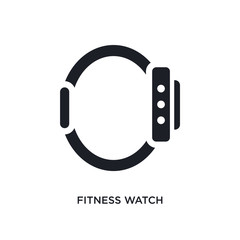 black fitness watch isolated vector icon. simple element illustration from gym and fitness concept vector icons. fitness watch editable logo symbol design on white background. can be use for web and