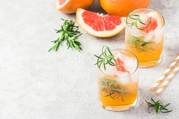 Rosemary frapefruit refresher. Selective focus, space for text.