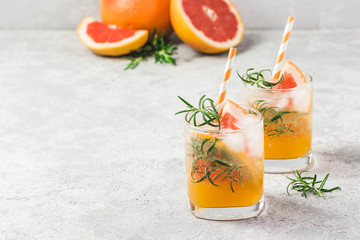Rosemary frapefruit refresher. Selective focus, space for text.