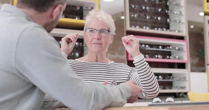 Customer trying frames at the opticians