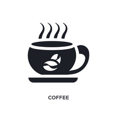 black coffee isolated vector icon. simple element illustration from hotel concept vector icons. coffee editable logo symbol design on white background. can be use for web and mobile