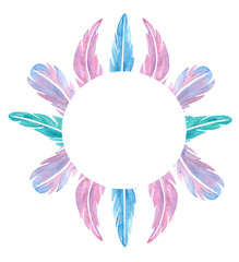 Watercolor feathers frame.