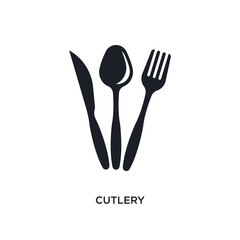 black cutlery isolated vector icon. simple element illustration from hotel concept vector icons. cutlery editable logo symbol design on white background. can be use for web and mobile