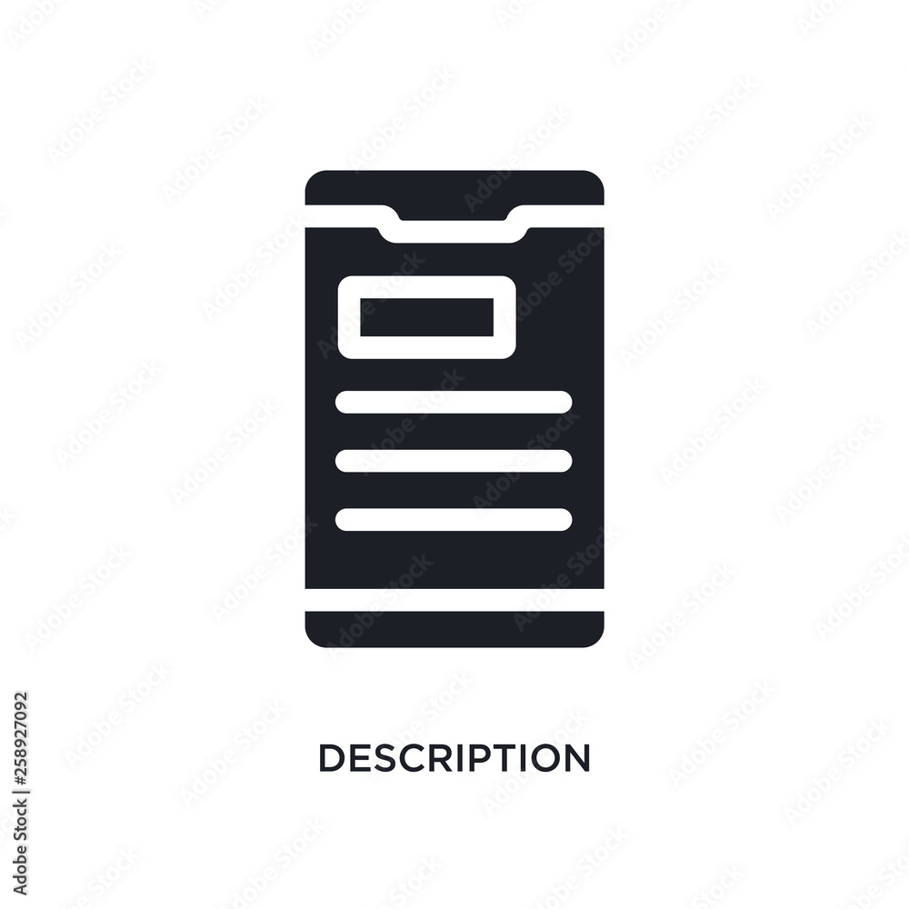 Poster black description isolated vector icon. simple element illustration from mobile app concept vector i