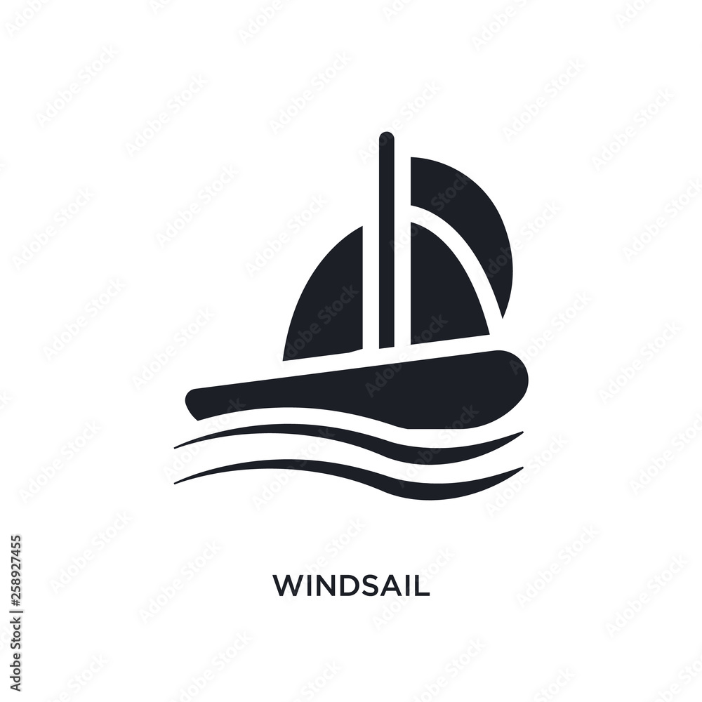 Poster black windsail isolated vector icon. simple element illustration from nautical concept vector icons.