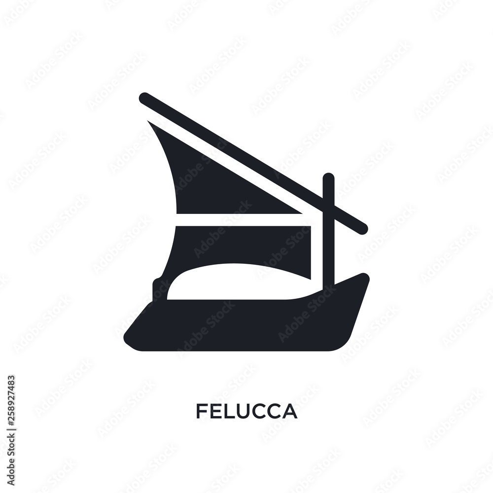 Poster black felucca isolated vector icon. simple element illustration from nautical concept vector icons. 