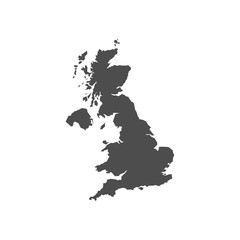 United Kingdom black blank map.