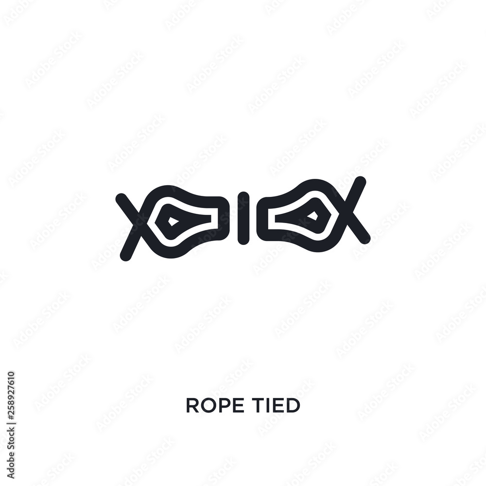 Poster black rope tied isolated vector icon. simple element illustration from nautical concept vector icons