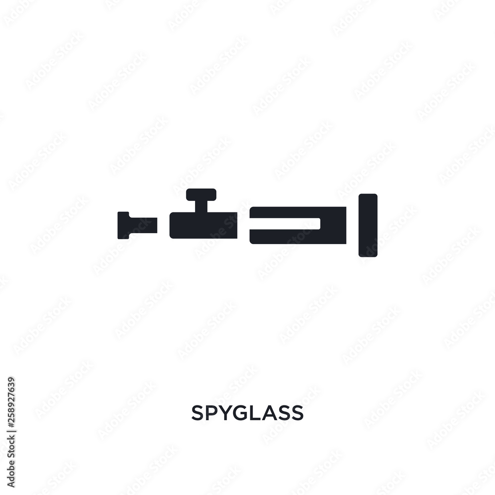 Poster black spyglass isolated vector icon. simple element illustration from nautical concept vector icons.