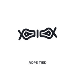black rope tied isolated vector icon. simple element illustration from nautical concept vector icons. rope tied editable logo symbol design on white background. can be use for web and mobile