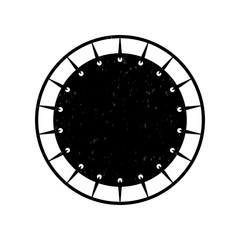 Fototapeta premium Top view jumping trampoline icon. Flat logo for trampoline park. Healthy active sport.