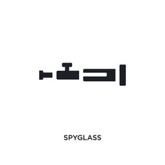 black spyglass isolated vector icon. simple element illustration from nautical concept vector icons. spyglass editable logo symbol design on white background. can be use for web and mobile