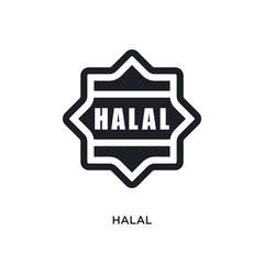 black halal isolated vector icon. simple element illustration from religion concept vector icons. halal editable logo symbol design on white background. can be use for web and mobile