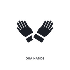 black dua hands isolated vector icon. simple element illustration from religion concept vector icons. dua hands editable logo symbol design on white background. can be use for web and mobile