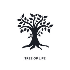 black tree of life isolated vector icon. simple element illustration from religion concept vector icons. tree of life editable logo symbol design on white background. can be use for web and mobile