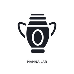black manna jar isolated vector icon. simple element illustration from religion concept vector icons. manna jar editable logo symbol design on white background. can be use for web and mobile