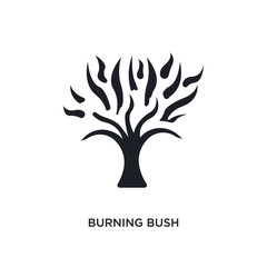 Obraz premium black burning bush isolated vector icon. simple element illustration from religion concept vector icons. burning bush editable logo symbol design on white background. can be use for web and mobile