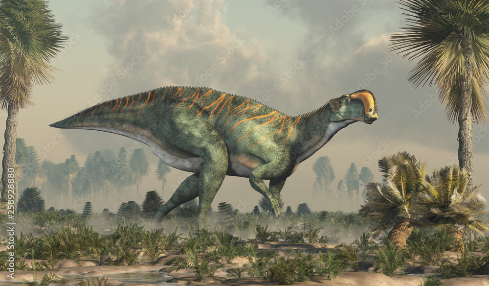 Poster an altirhinus in a wetland. altirhinus (high snout) was a type of iguanodon dinosaur of the early cr