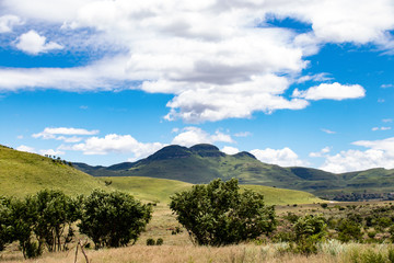 Smooth hill landscape with grass in africa
