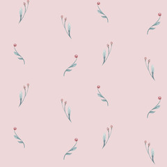 Seamless pattern with spring willow flowers and leaves. Easter Hand drawn background with pussy-willow branch. floral pattern for wallpaper or fabric.