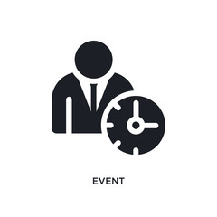 black event isolated vector icon. simple element illustration from time management concept vector icons. event editable logo symbol design on white background. can be use for web and mobile
