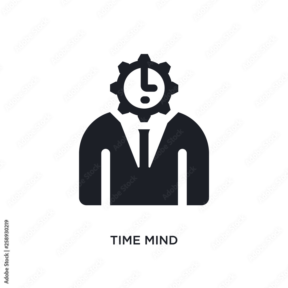 Aufkleber black time mind isolated vector icon. simple element illustration from time management concept vecto