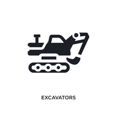 black excavators isolated vector icon. simple element illustration from transportation concept vector icons. excavators editable logo symbol design on white background. can be use for web and mobile