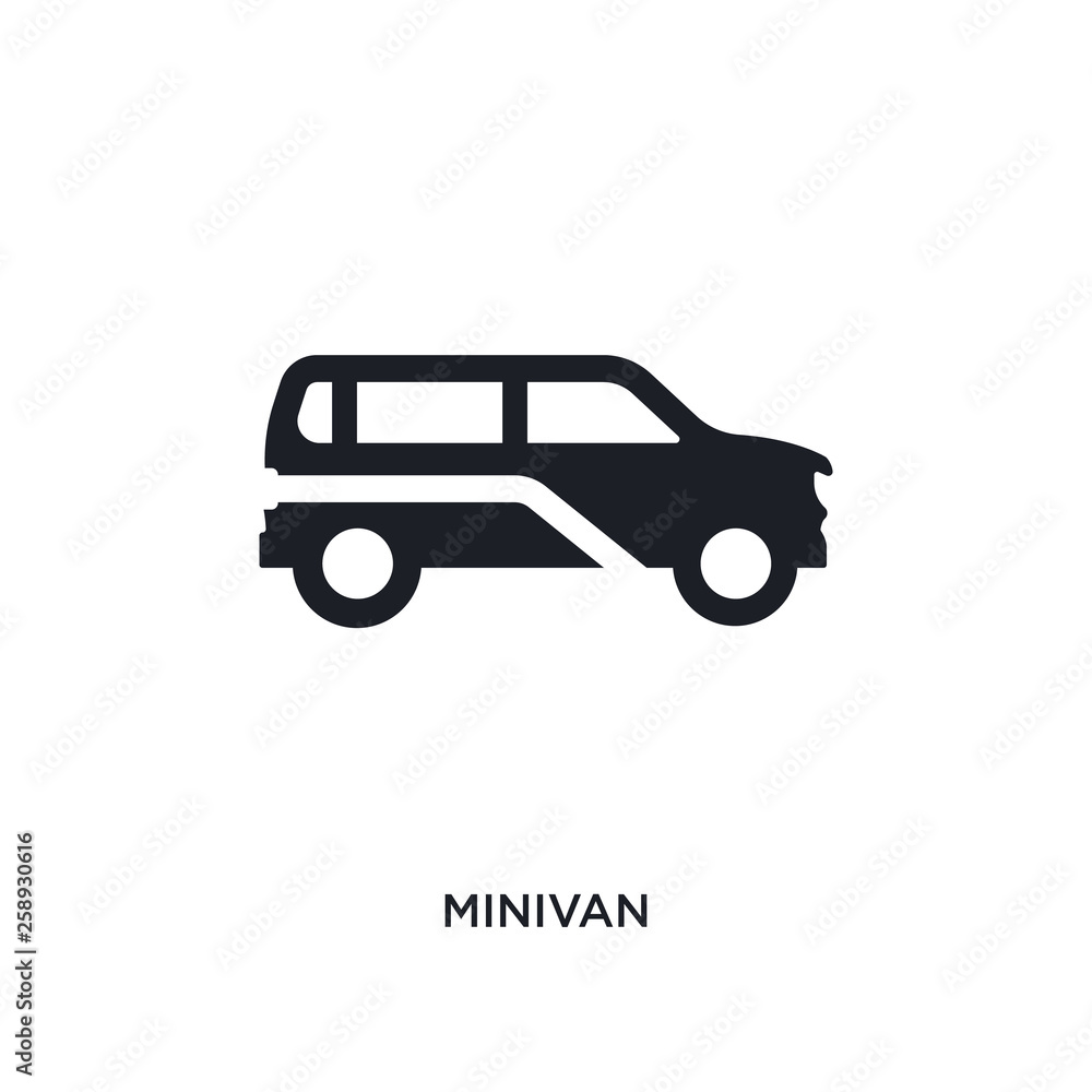 Poster black minivan isolated vector icon. simple element illustration from transportation concept vector i