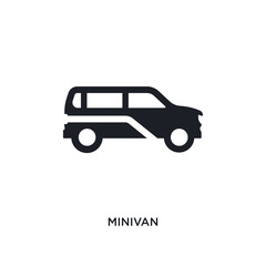 black minivan isolated vector icon. simple element illustration from transportation concept vector icons. minivan editable logo symbol design on white background. can be use for web and mobile