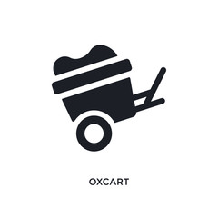 black oxcart isolated vector icon. simple element illustration from transportation concept vector icons. oxcart editable logo symbol design on white background. can be use for web and mobile