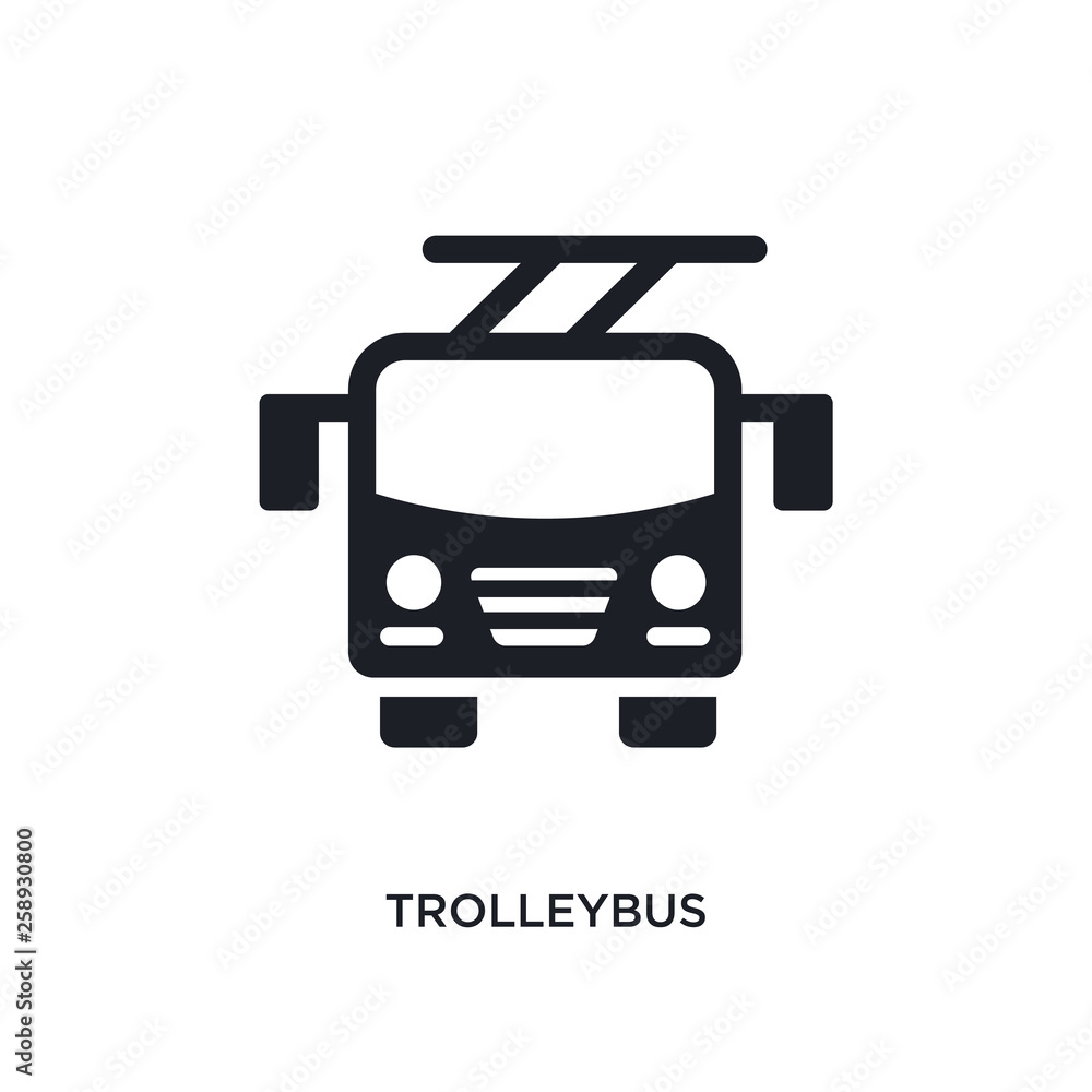 Poster black trolleybus isolated vector icon. simple element illustration from transportation concept vecto