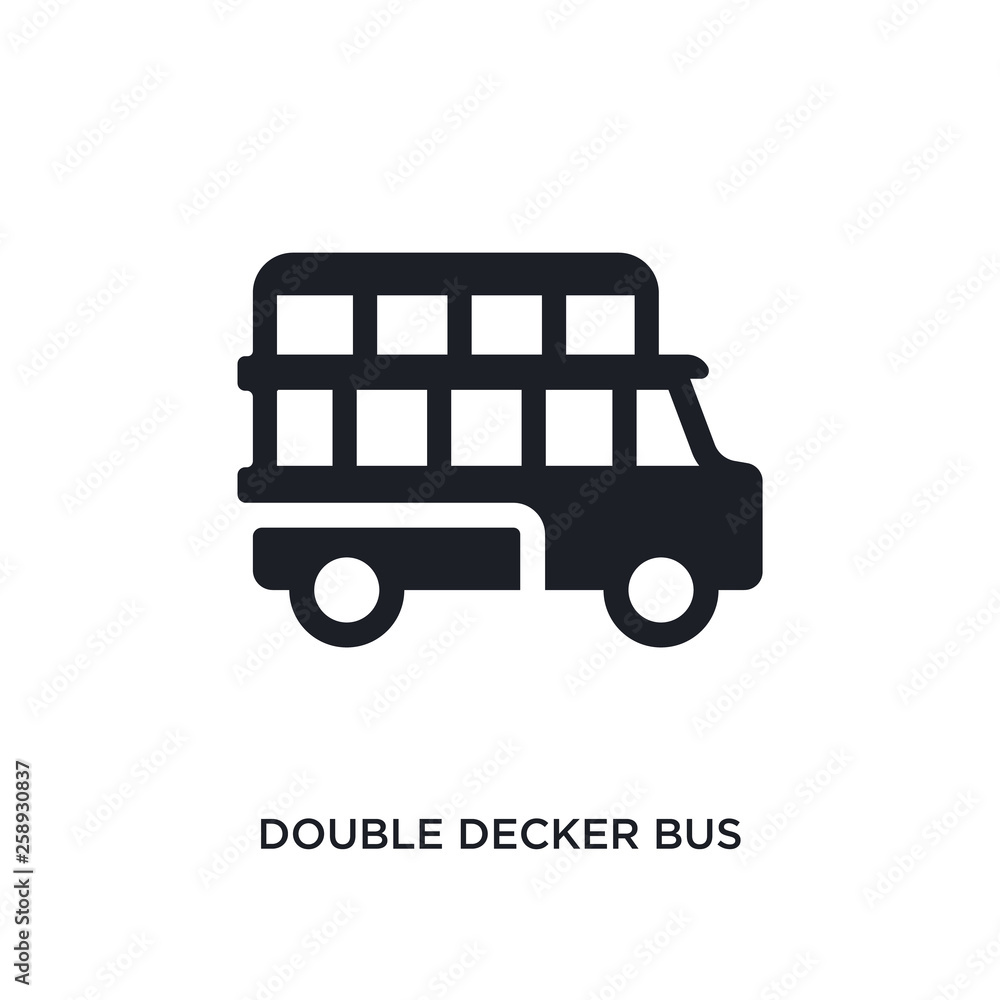 Poster black double decker bus isolated vector icon. simple element illustration from transport-aytan conce