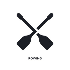 black rowing isolated vector icon. simple element illustration from transport-aytan concept vector icons. rowing editable logo symbol design on white background. can be use for web and mobile