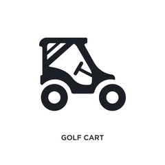 black golf cart isolated vector icon. simple element illustration from transport-aytan concept vector icons. golf cart editable logo symbol design on white background. can be use for web and mobile