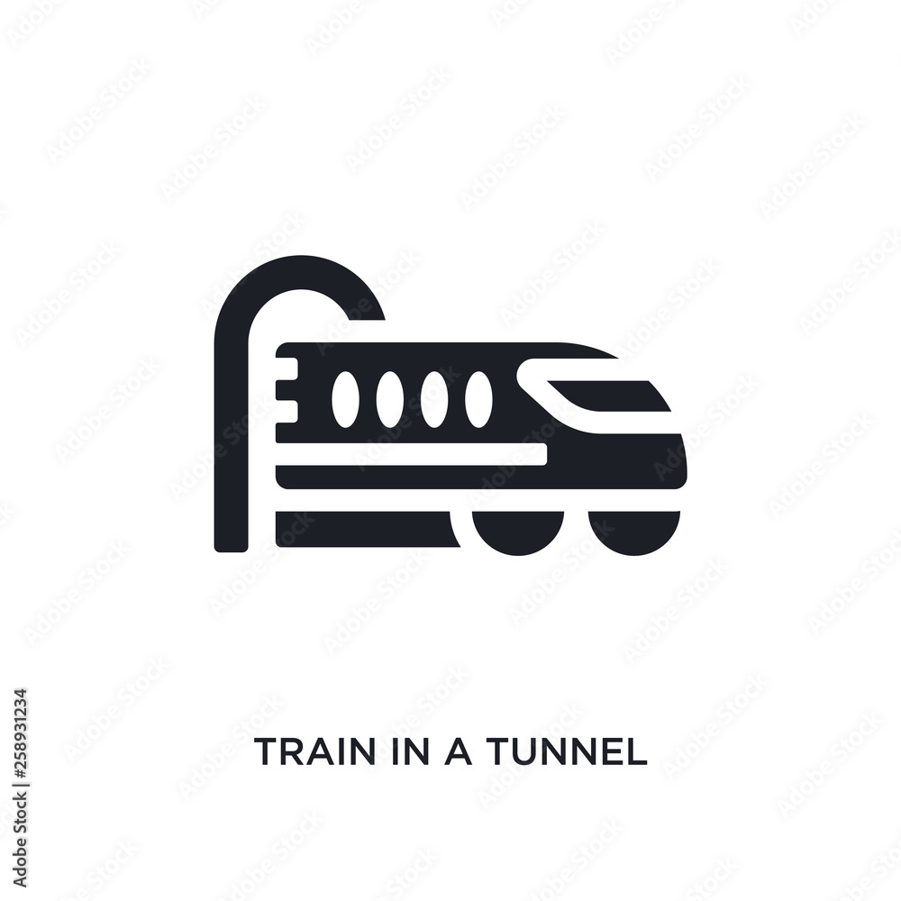 Poster black train in a tunnel isolated vector icon. simple element illustration from transport-aytan conce