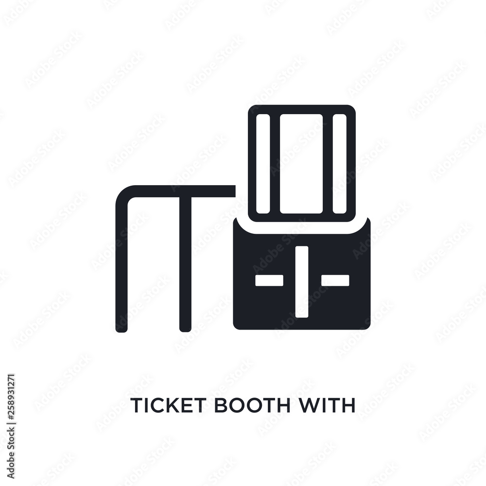 Poster black ticket booth with cross isolated vector icon. simple element illustration from transport-aytan