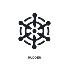 black rudder isolated vector icon. simple element illustration from travel concept vector icons. rudder editable logo symbol design on white background. can be use for web and mobile