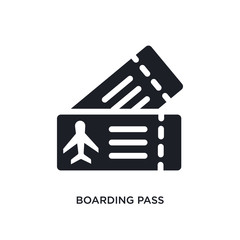 black boarding pass isolated vector icon. simple element illustration from travel concept vector icons. boarding pass editable logo symbol design on white background. can be use for web and mobile