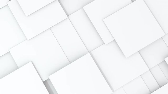 3d abstract background white squares animation. Computer rendering shapes footage. Loop.