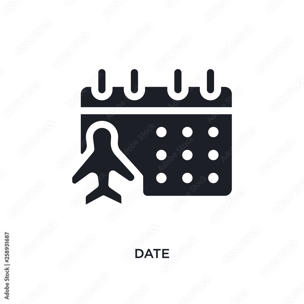 Poster black date isolated vector icon. simple element illustration from travel concept vector icons. date 